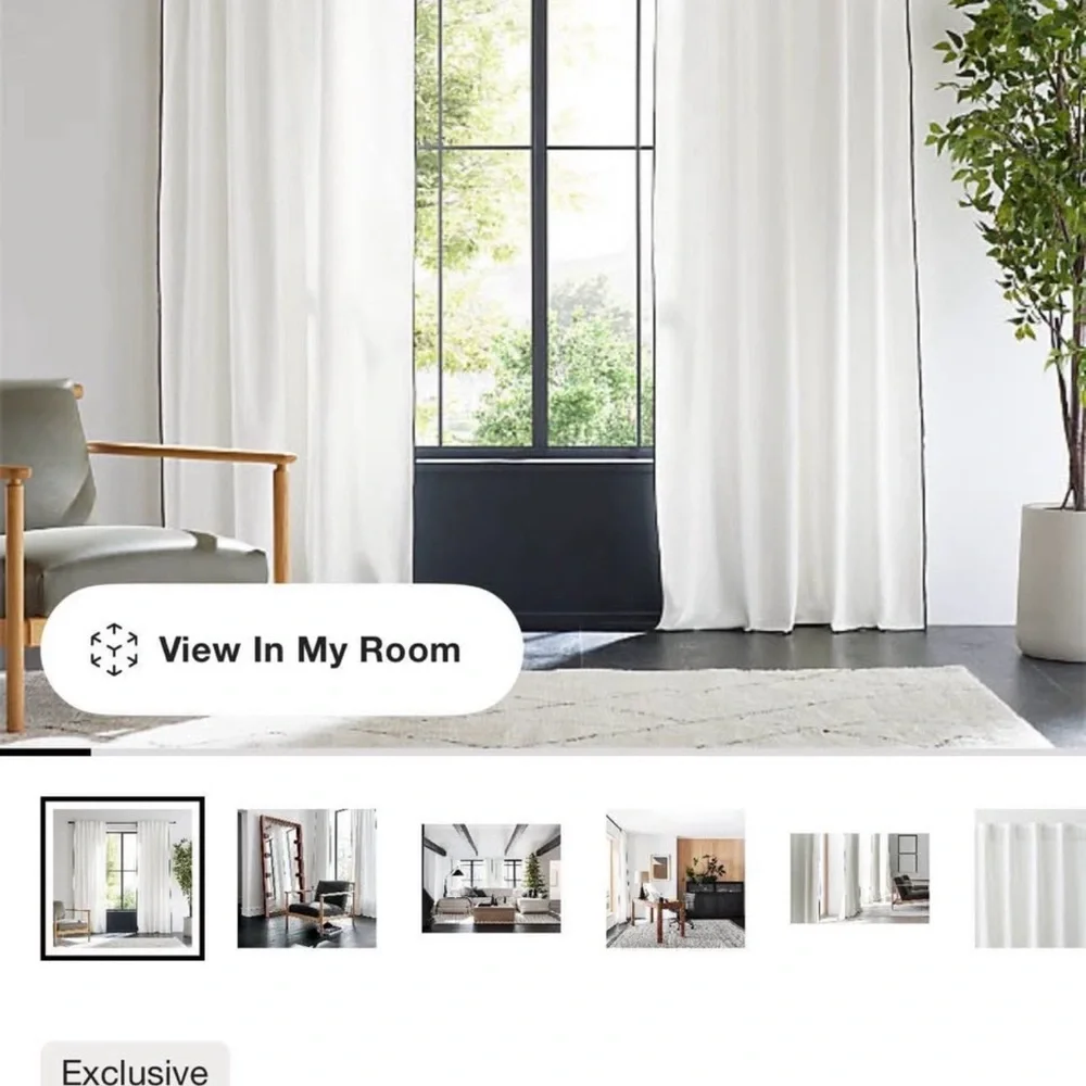 Crate&Barrel Sheer Curtain Panel - White/Ivory